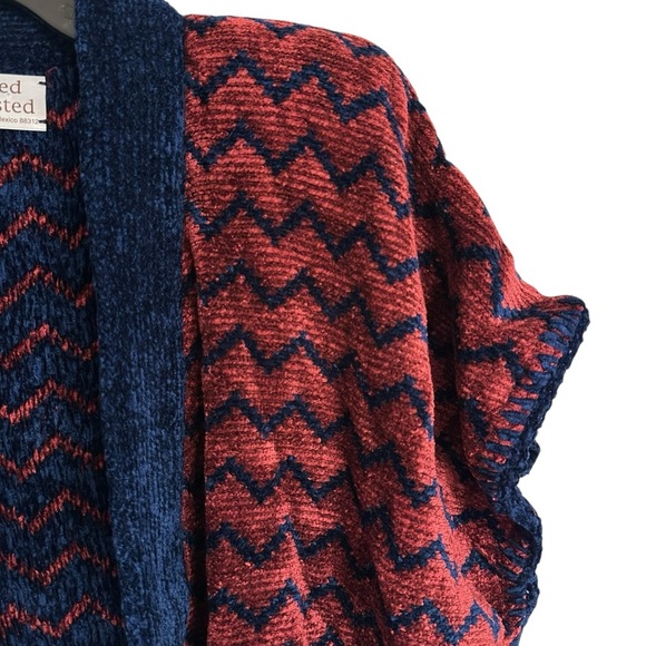 Warped & Twisted Vintage Short Sleeve Chenille Sweater Cardigan Shoulder Pads M - Picture 7 of 9